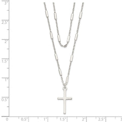 Sterling Silver Fancy Cross Double Strand Necklace