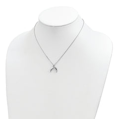 Sterling Silver Rhodium-plated CZ Moon Necklace