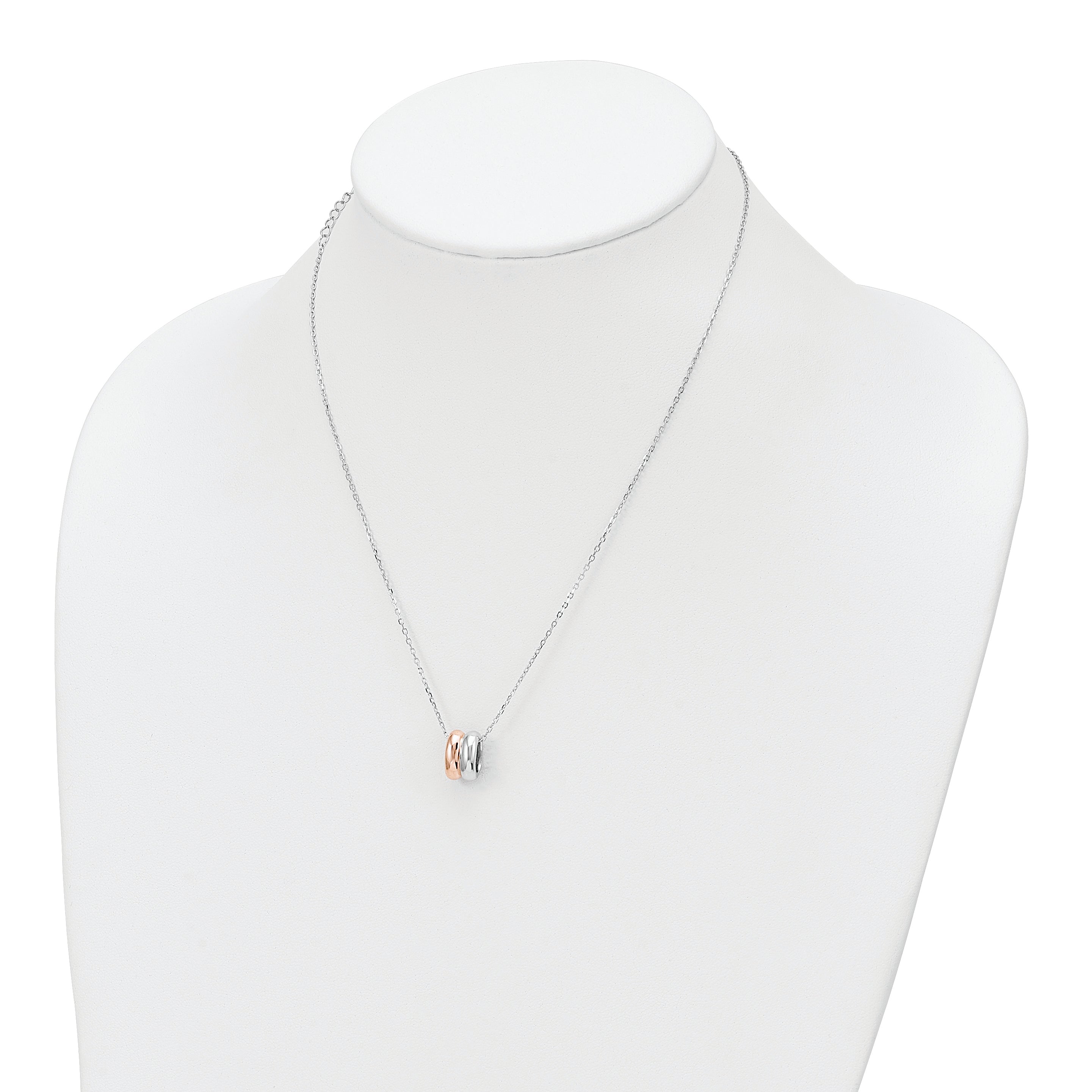 Sterling Silver Rose-tone CZ w/2 in ext. Necklace