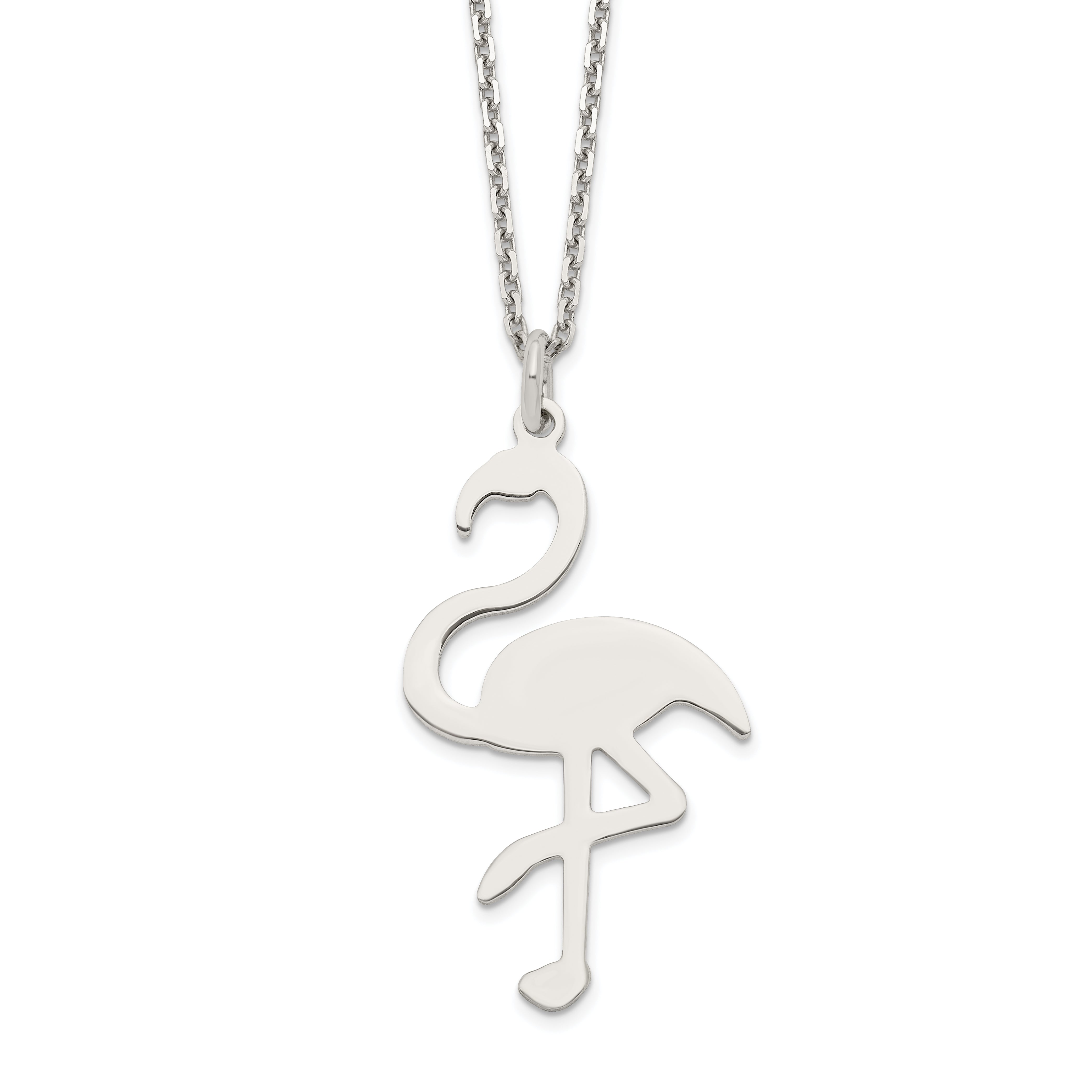 Sterling Silver Polished Flamingo Necklace