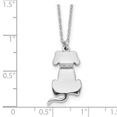 Sterling Silver Rhodium-plated CZ Dog Necklace