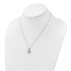 Sterling Silver Polished Rhodium-plated CZ 18in Necklace/Post Earrings Set