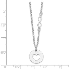 Sterling Silver Rhodium-plated Heart and Infinity w/1 in Ext Necklace