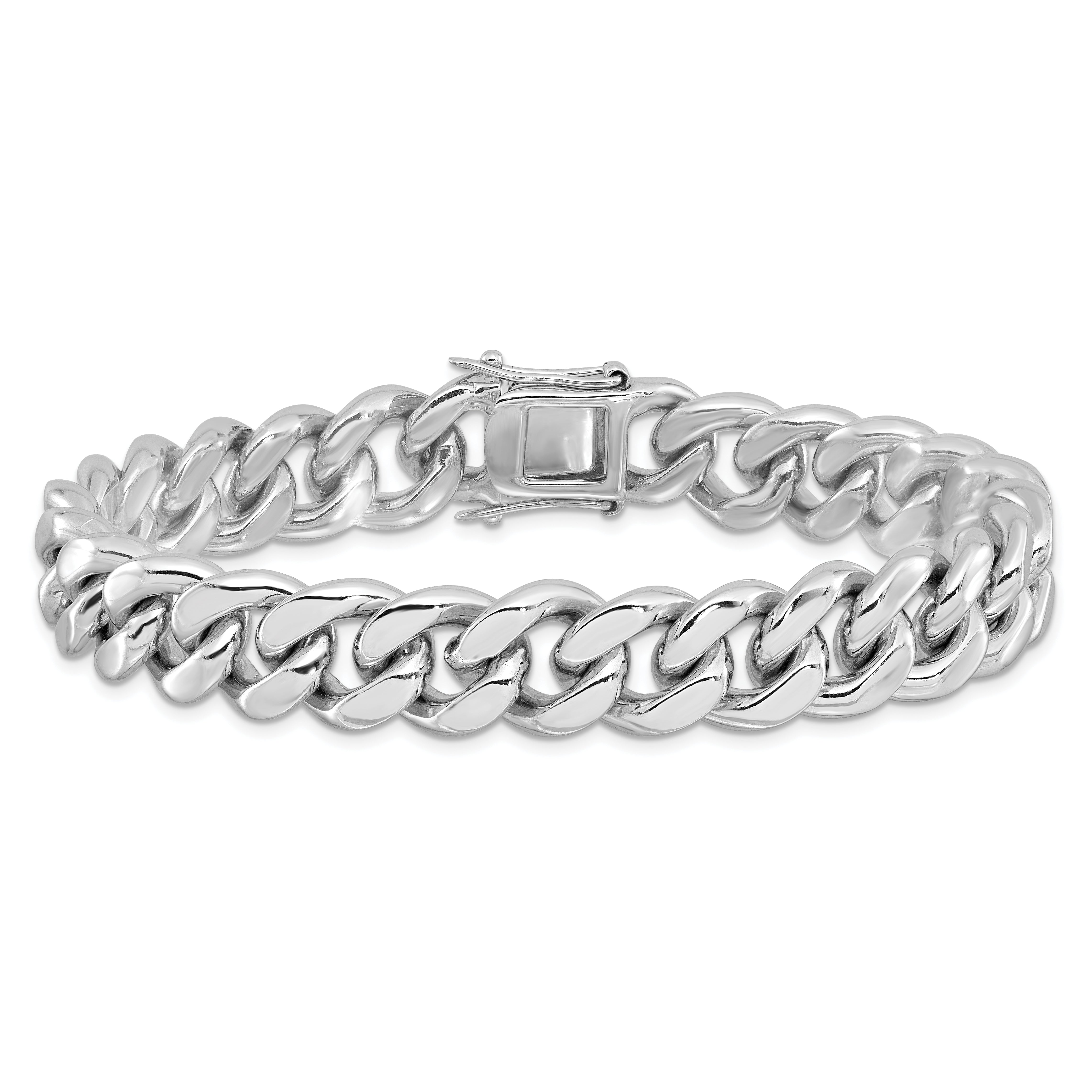 Sterling Silver Rhodium-plated Curb Link Men's 8.5in Bracelet