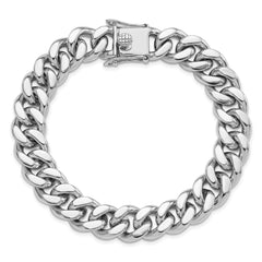 Sterling Silver Rhodium-plated Curb Link Men's 8.5in Bracelet