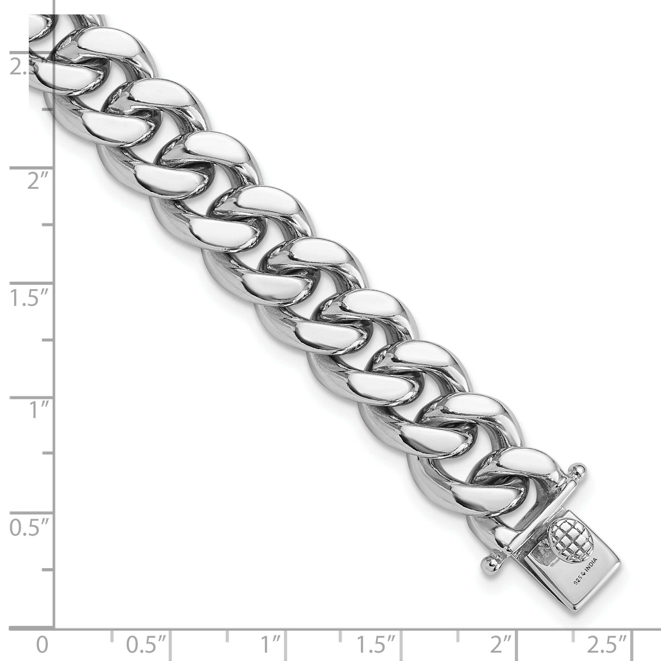 Sterling Silver Rhodium-plated Curb Link Men's 8.5in Bracelet