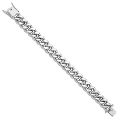 Sterling Silver Rhodium-plated Curb Link Men's 8.5in Bracelet