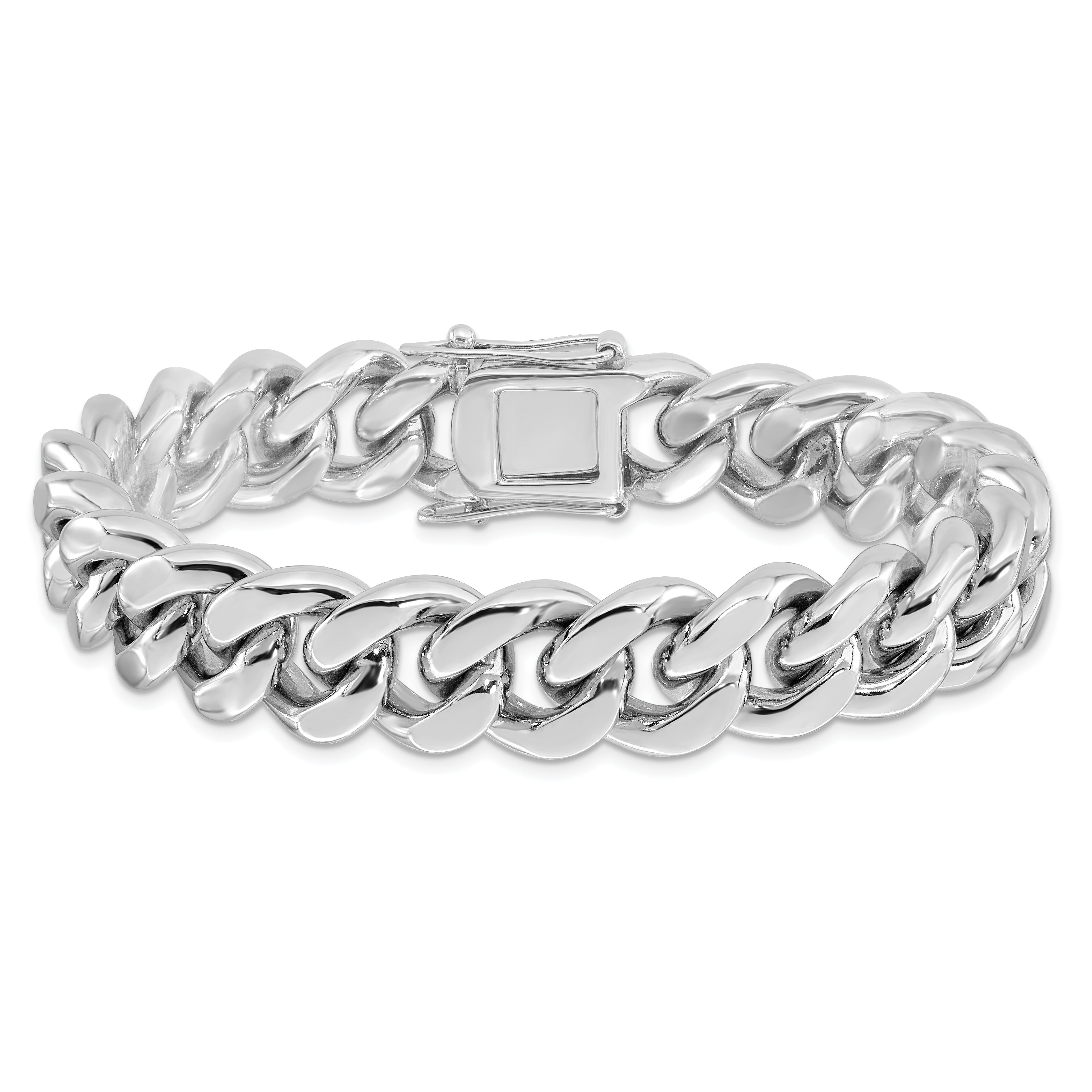 Sterling Silver Rhodium-plated Curb Link Men's 8.5in Bracelet