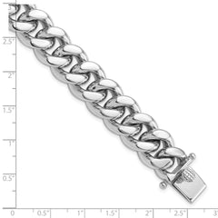 Sterling Silver Rhodium-plated Curb Link Men's 8.5in Bracelet