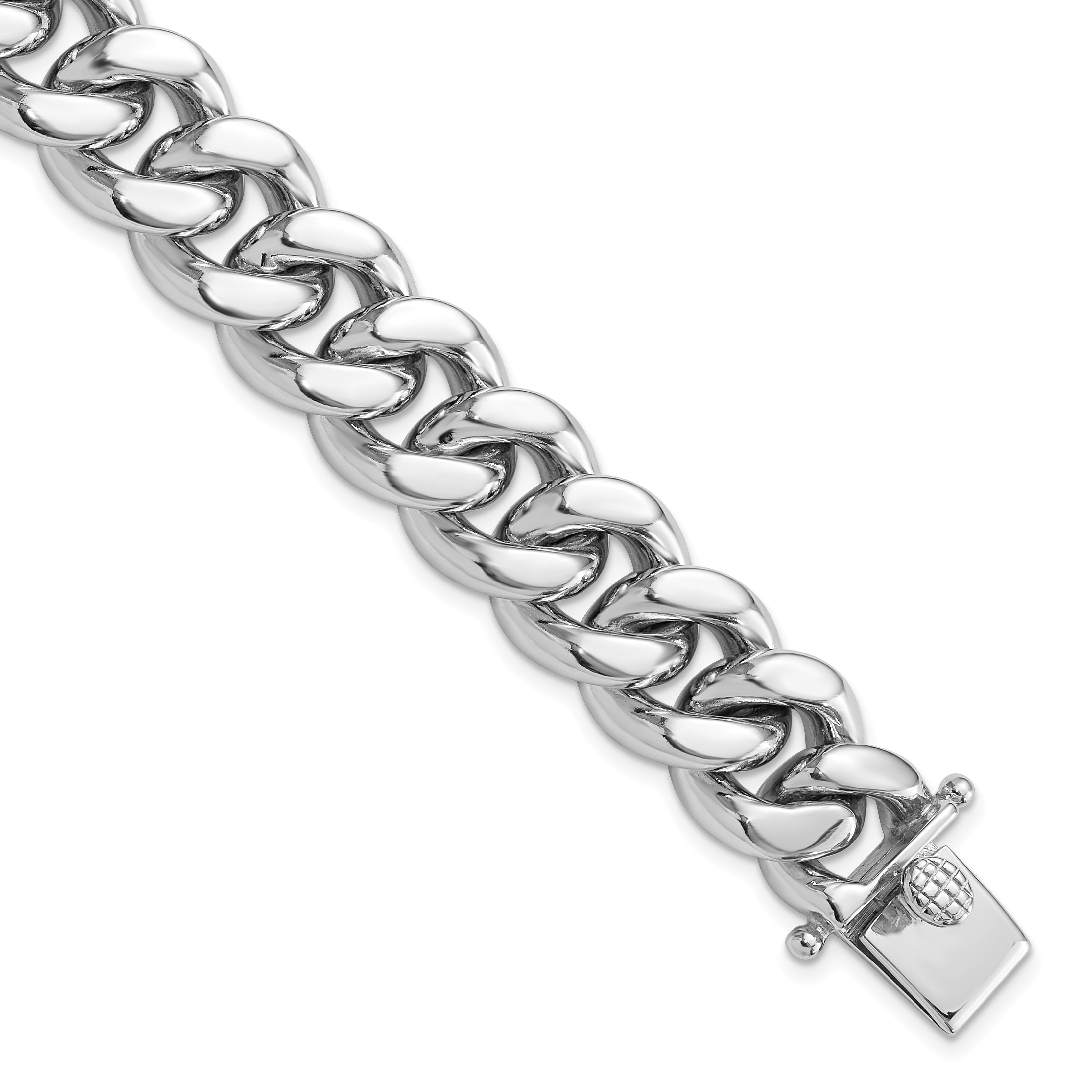 Sterling Silver Rhodium-plated Curb Link Men's 8.5in Bracelet