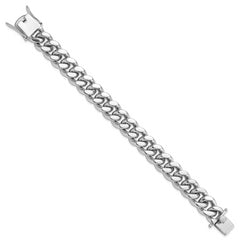 Sterling Silver Rhodium-plated Curb Link Men's 8.5in Bracelet