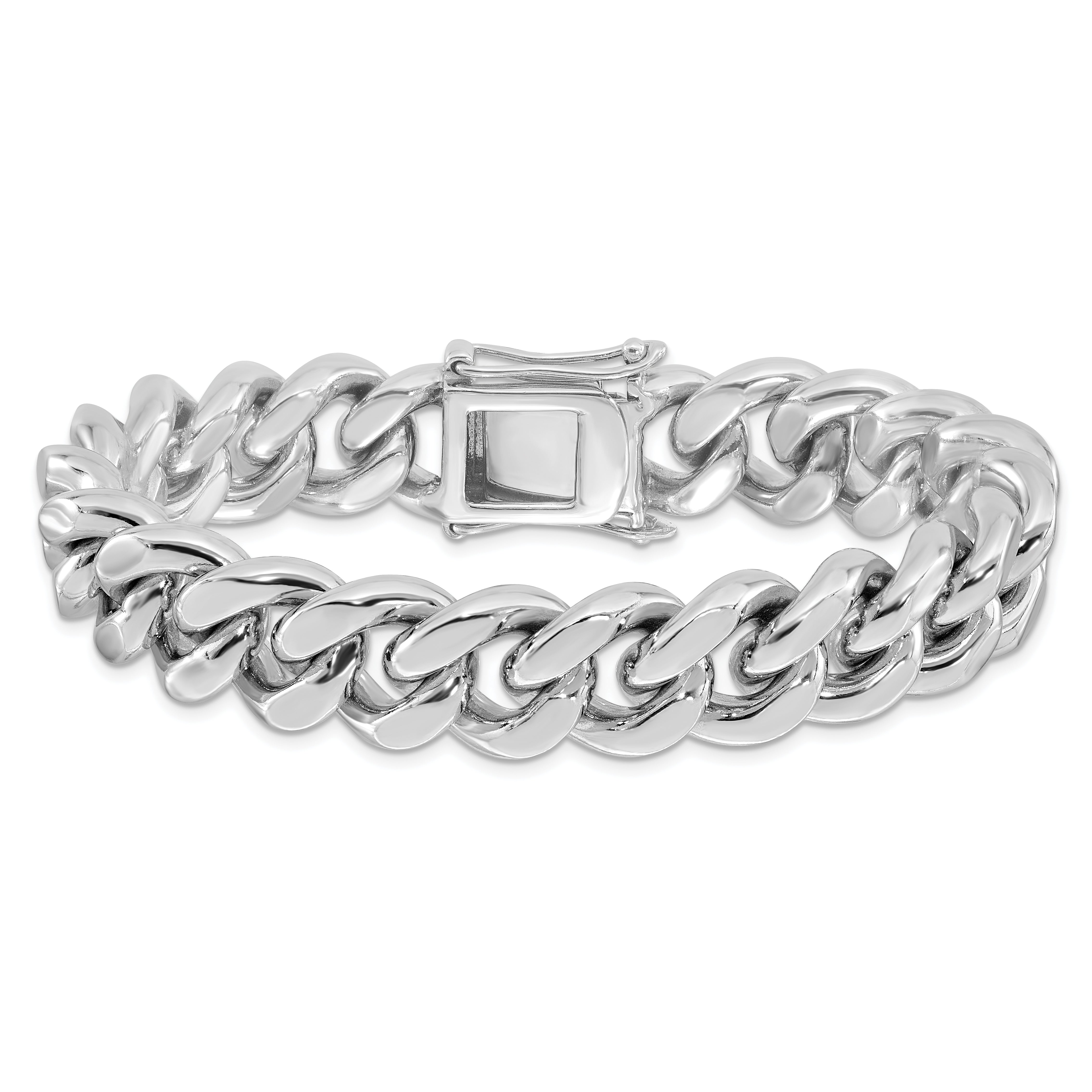 Sterling Silver Rhodium-plated Curb Link Men's 8.5in Bracelet