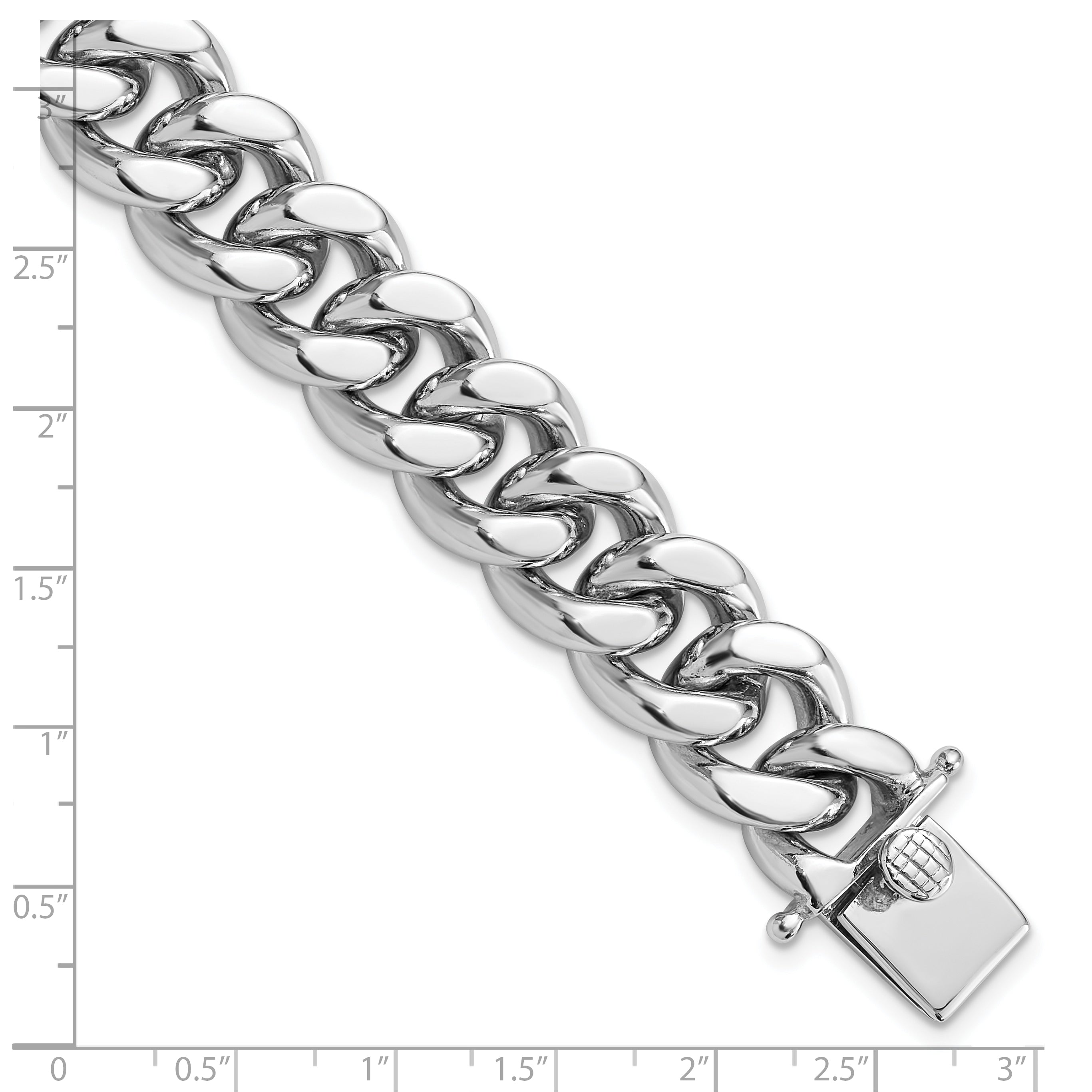 Sterling Silver Rhodium-plated Curb Link Men's 8.5in Bracelet