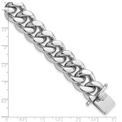 Sterling Silver Rhodium-plated Curb Link Men's 8.5in Bracelet