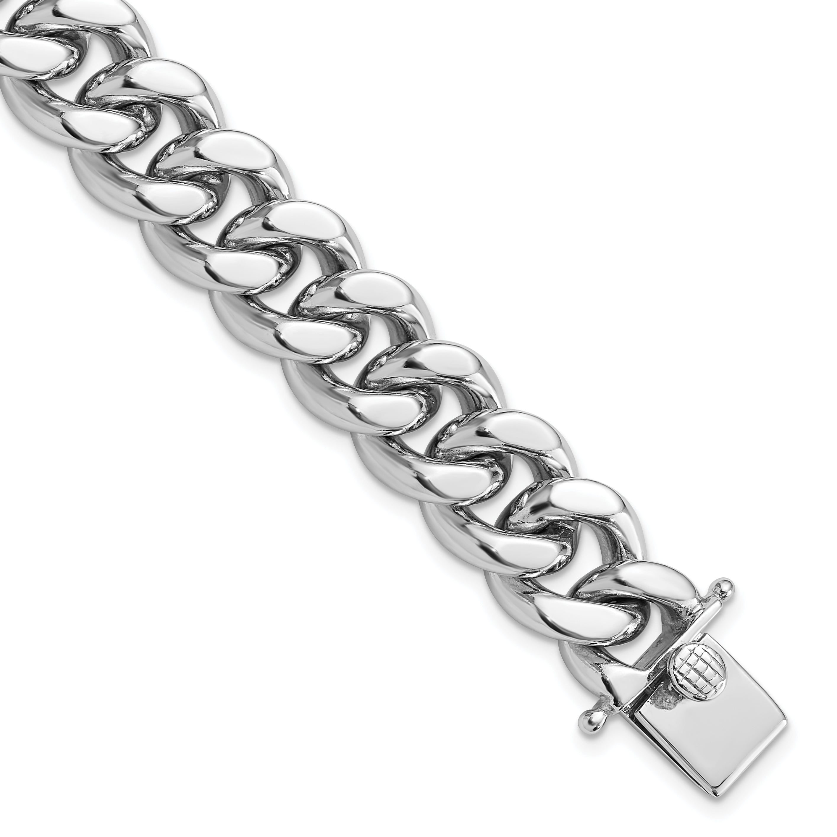 Sterling Silver Rhodium-plated Curb Link Men's 8.5in Bracelet