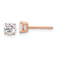 Sterling Silver Rose-tone CZ Adjustable Bracelet and Earring Set