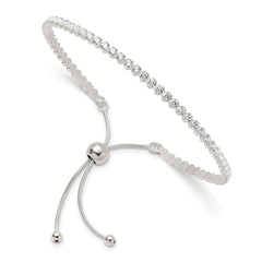 Sterling Silver Polished CZ Adjustable Bracelet