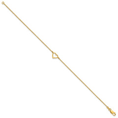 Sterling Silver Rhodium and Gold-tone Open Heart 10in Anklet