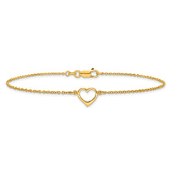 Sterling Silver Rhodium and Gold-tone Open Heart 10in Anklet