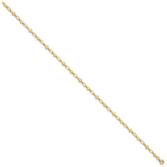 Sterling Silver Gold-tone 10 inch Heart and Cross Anklet