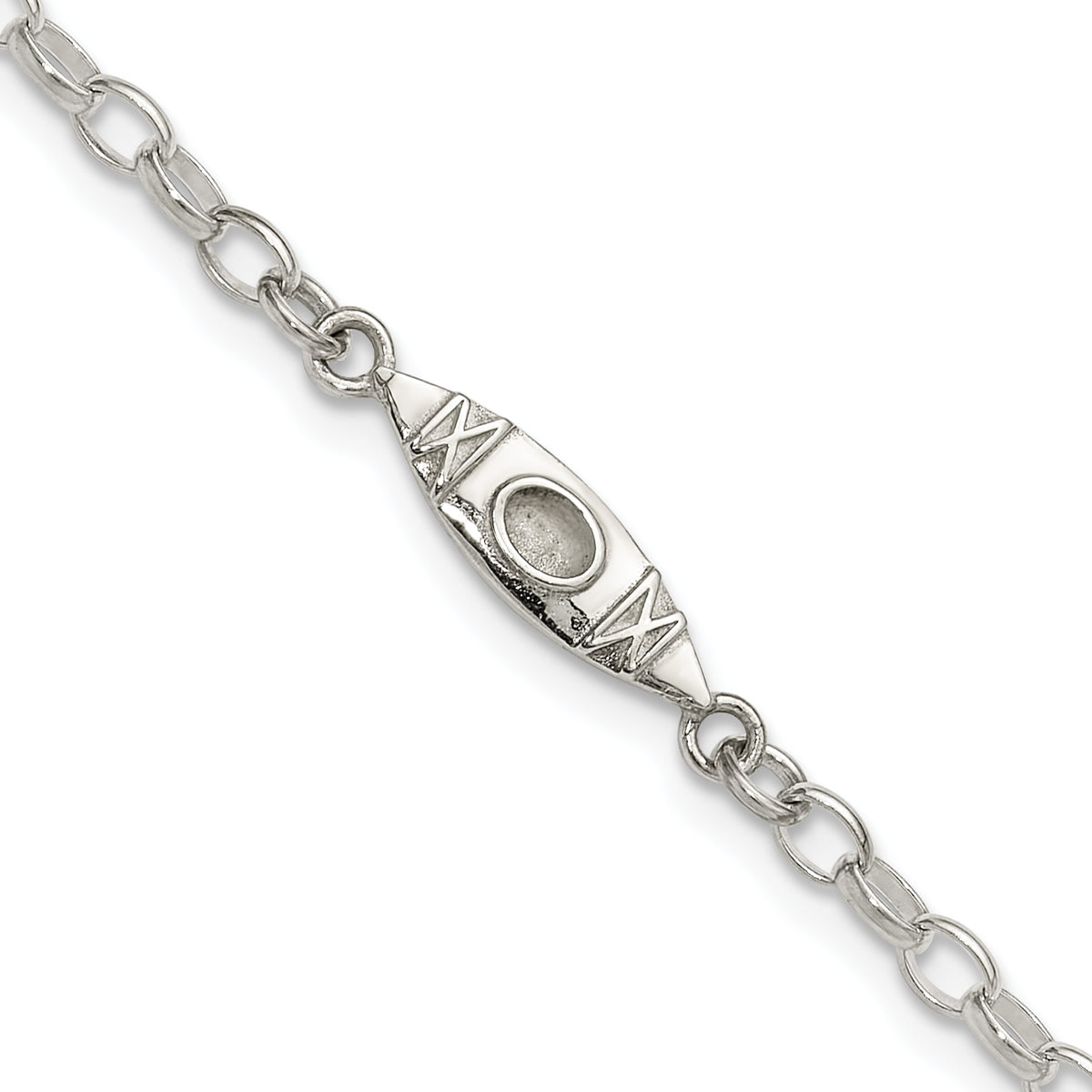 Sterling Silver Antiqued Polished Canoe / Kayak Anklet