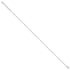 Sterling Silver Rhodium-plated 3mm FWC Pearl 9in Plus 1in ext Anklet