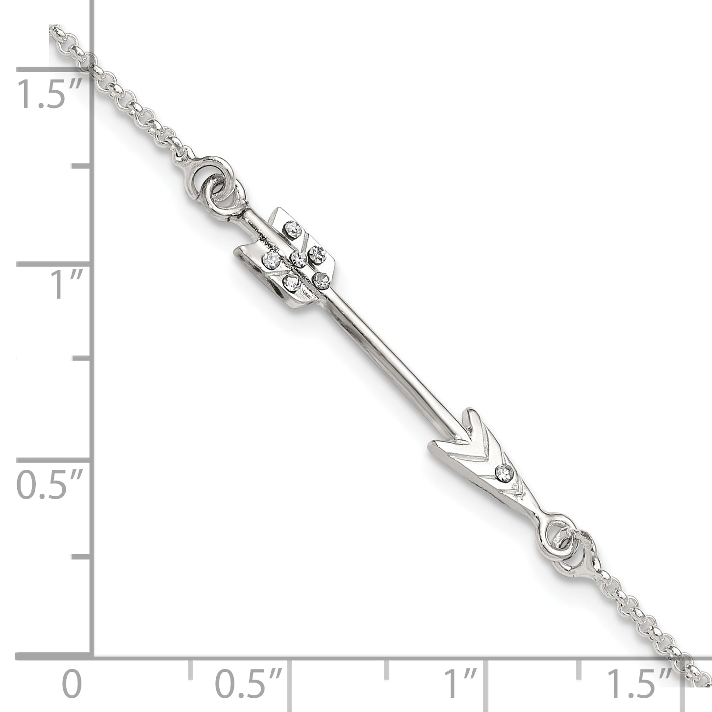 Sterling Silver Polished CZ Arrow Bracelet