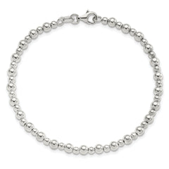 Sterling Silver Rhodium-plated Beaded 7.5in Bracelet