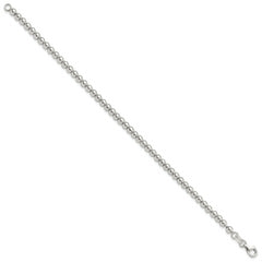 Sterling Silver Rhodium-plated 4mm Beaded 7.5in Bracelet