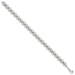 Sterling Silver Rhodium-plated 8mm Beaded 7.5in Bracelet