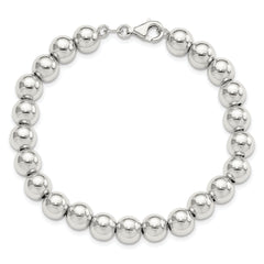 Sterling Silver Rhodium-plated 8mm Beaded 7.5in Bracelet