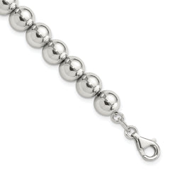 Sterling Silver Rhodium-plated 8mm Beaded 7.5in Bracelet