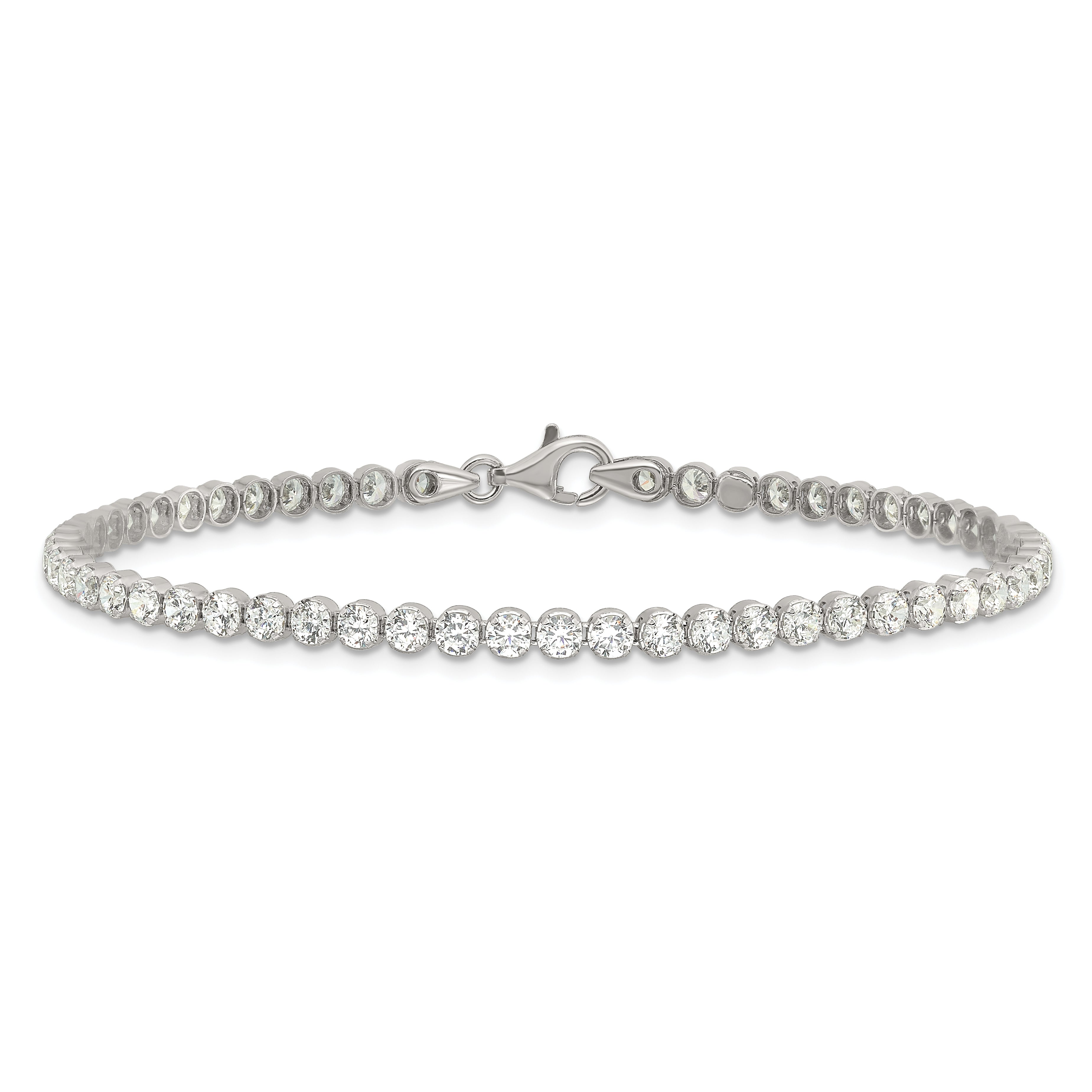 Sterling Silver Rhodium-plated 3.5mm Round CZ 7.5in Tennis Bracelet