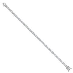 Sterling Silver Rhodium-plated 3mm Princess Cut CZ 7.75in Tennis Bracelet