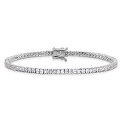 Sterling Silver Rhodium-plated 3mm Princess Cut CZ 7.75in Tennis Bracelet