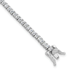 Sterling Silver Rhodium-plated 3mm Princess Cut CZ 7.75in Tennis Bracelet