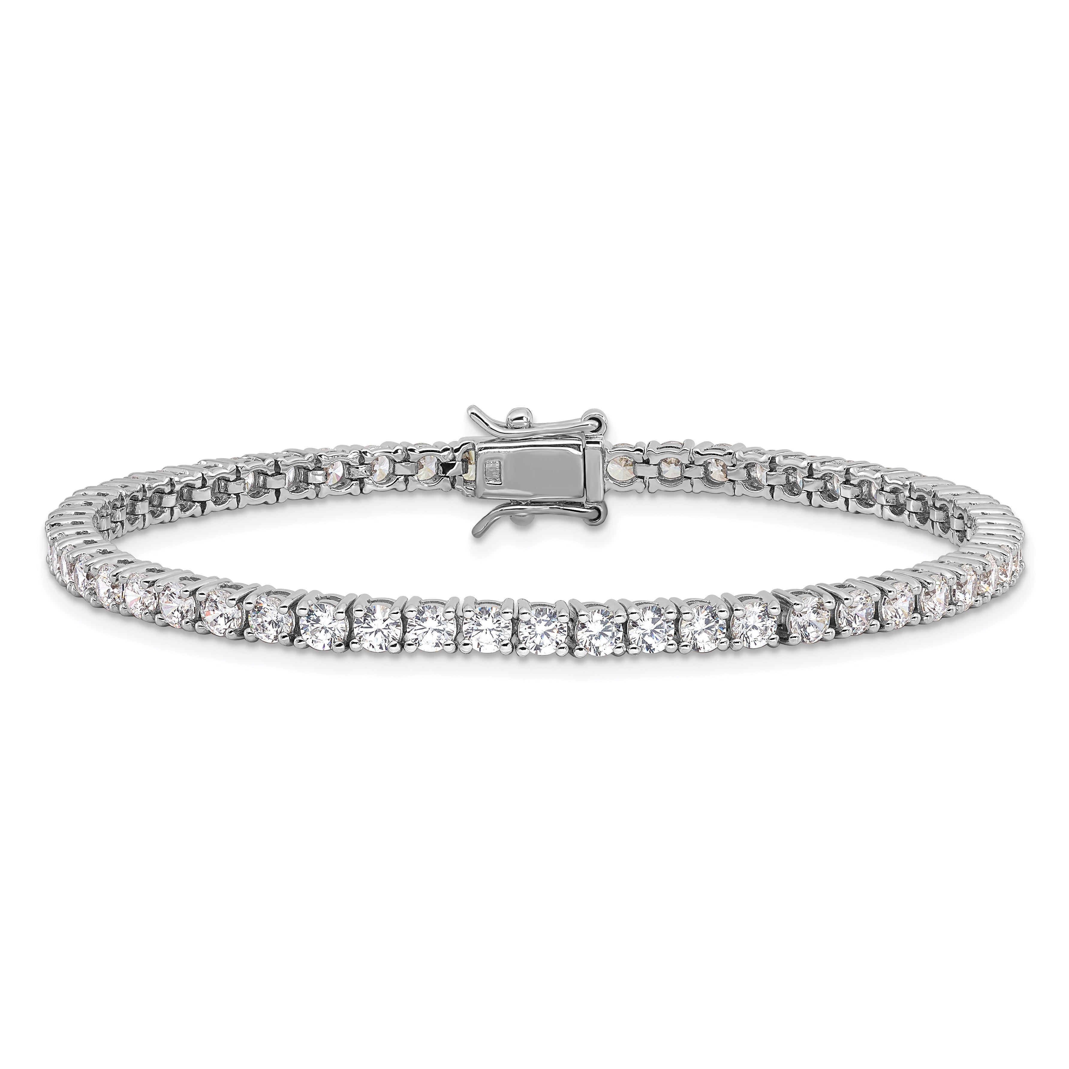 Sterling Silver Rhodium-plated Polished CZ Tennis Bracelet