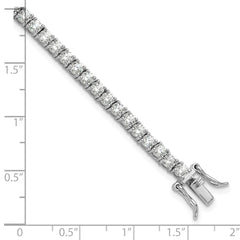 Sterling Silver Rhodium-plated Polished CZ Tennis Bracelet