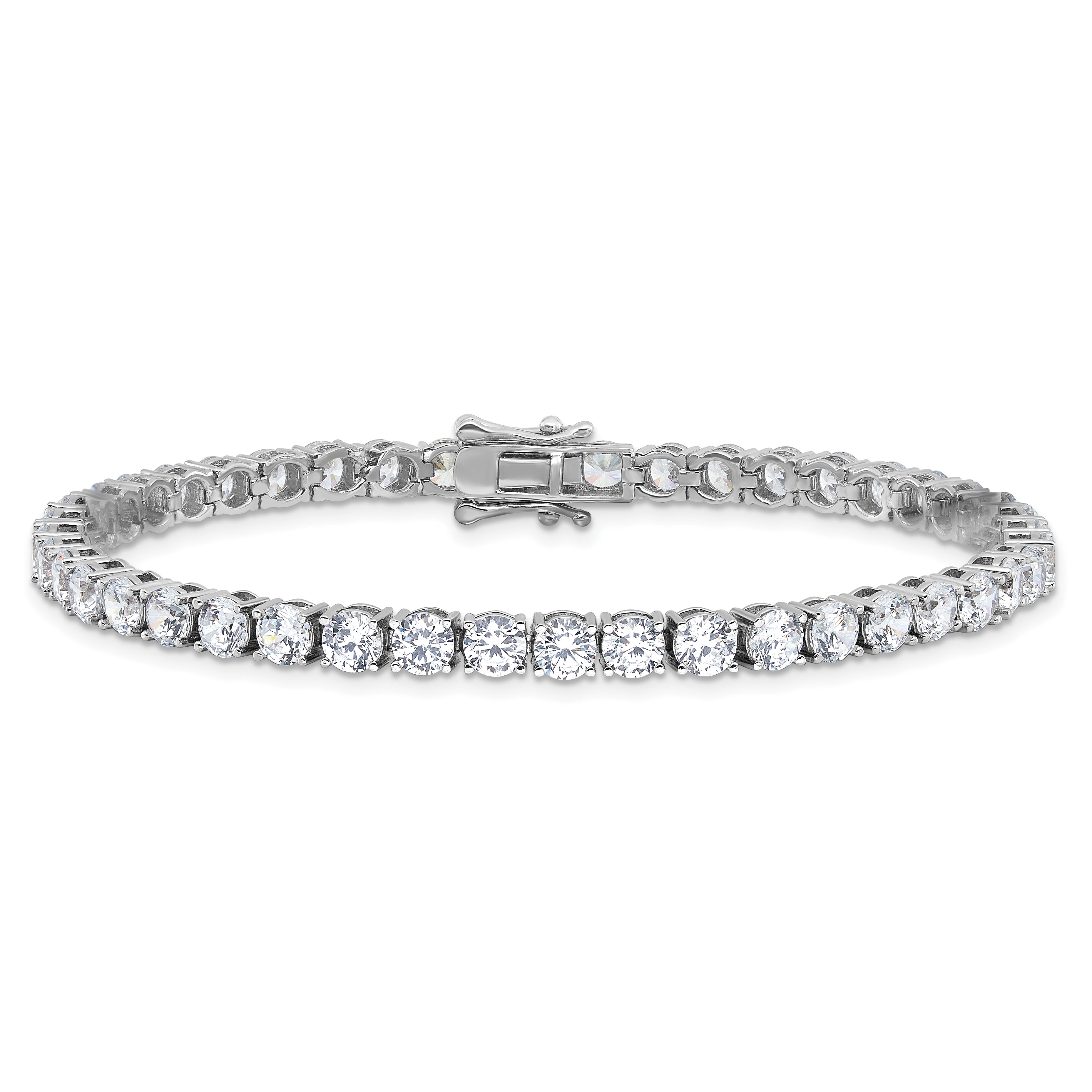 Sterling Silver Rhodium-plated 4mm CZ 7.5in Tennis Bracelet