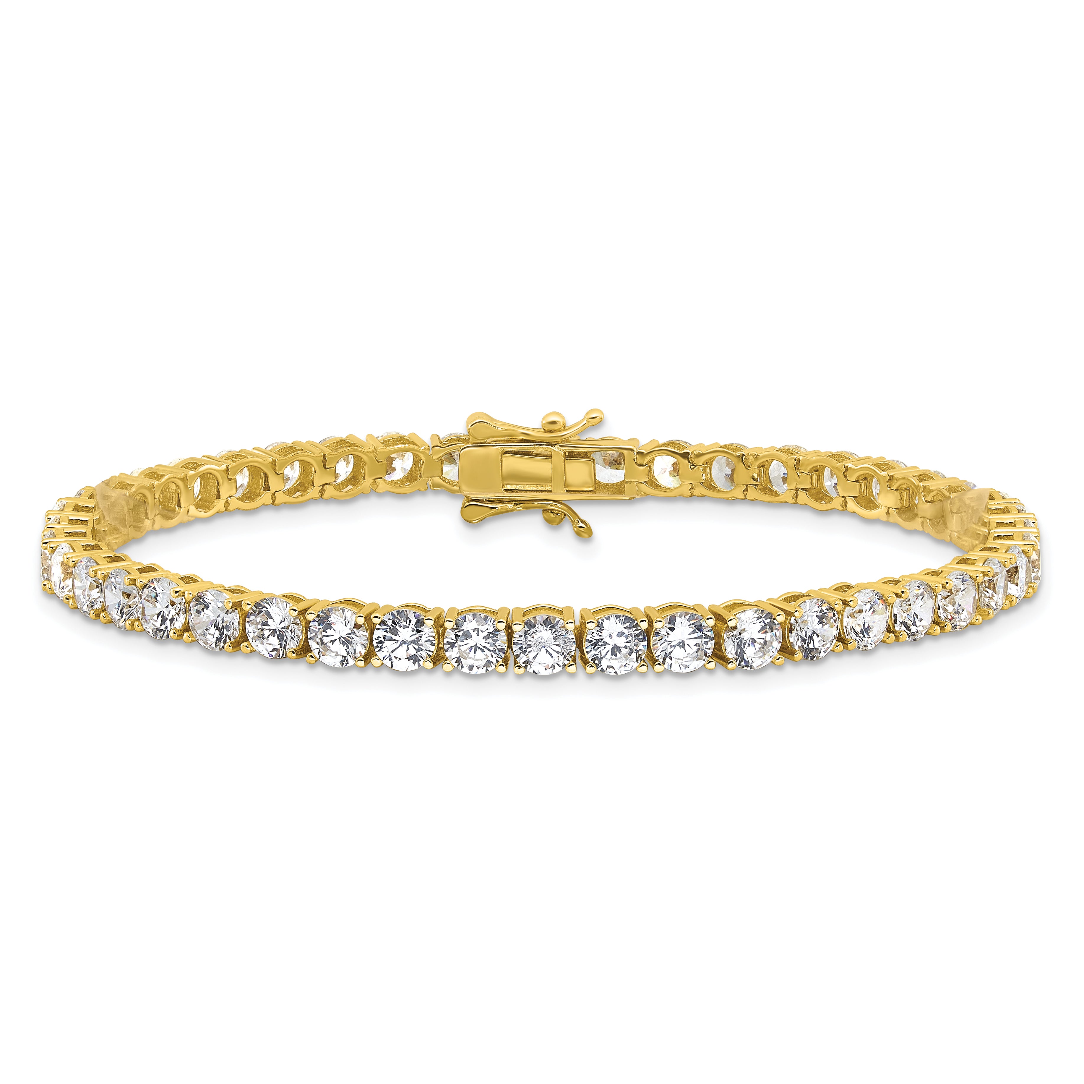 Sterling Silver Gold-tone 4mm CZ 7.5in Tennis Bracelet