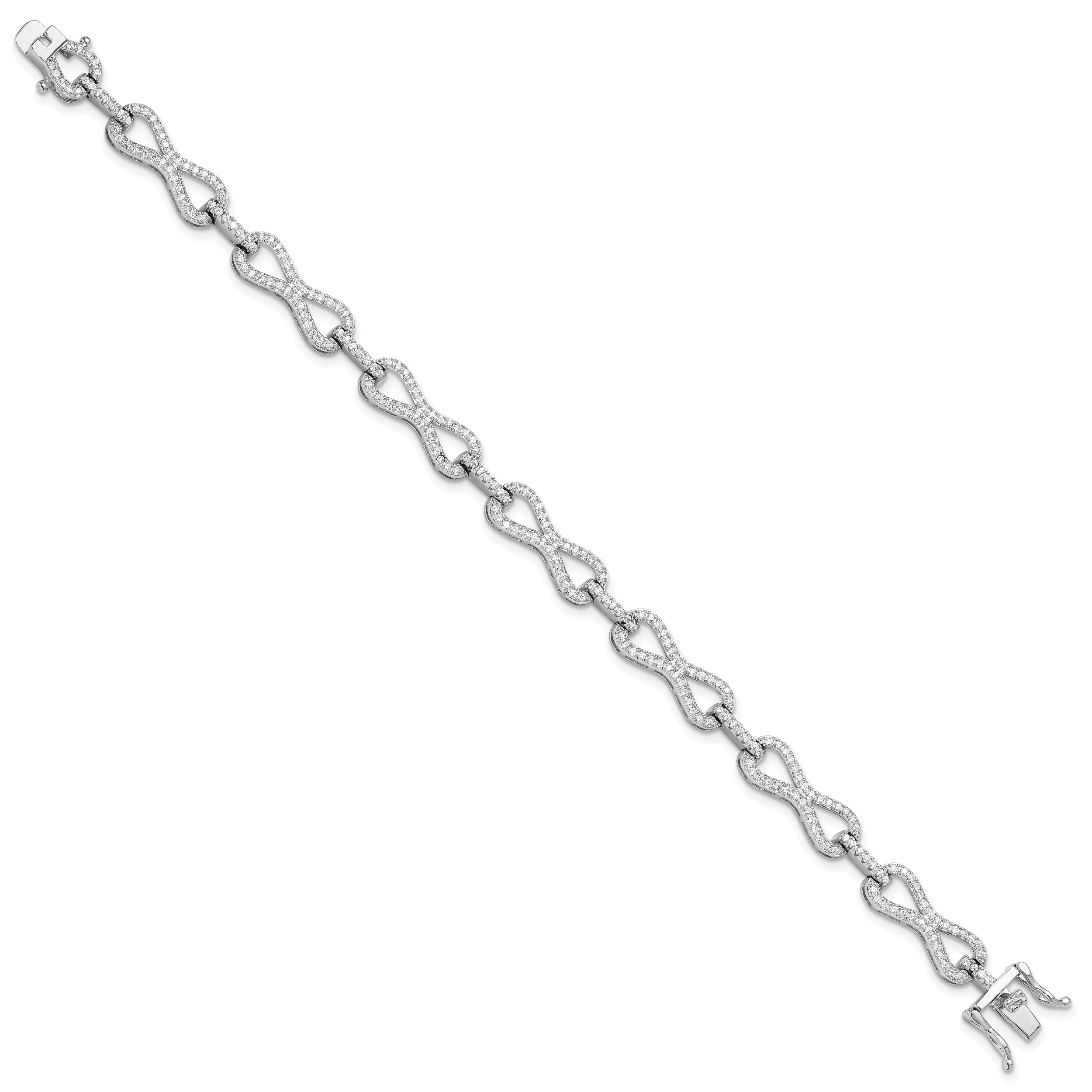 Sterling Silver Rhodium-plated CZ Infinity Link Bracelet