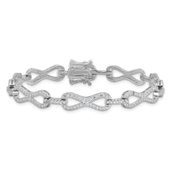 Sterling Silver Rhodium-plated CZ Infinity Link Bracelet