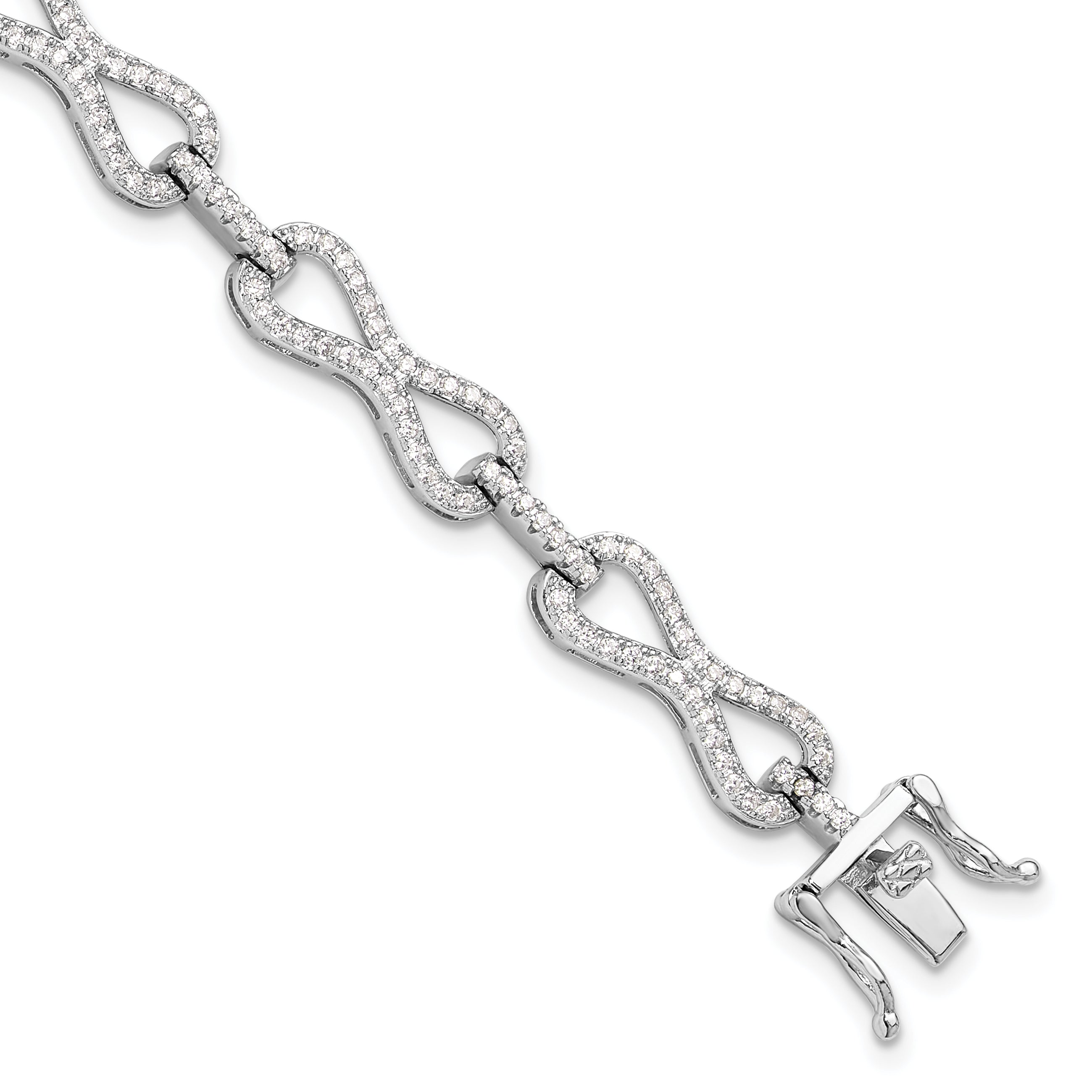 Sterling Silver Rhodium-plated CZ Infinity Link Bracelet