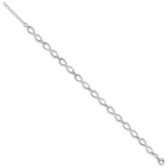 Sterling Silver Rhod-plated CZ Infinity Link w/1in ext. Bracelet