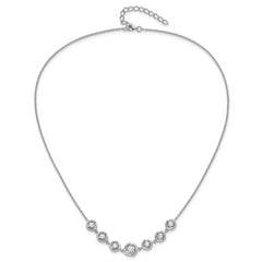 Sterling Silver Rhodium-plated Fancy CZ 17.75in w/2in ext Necklace