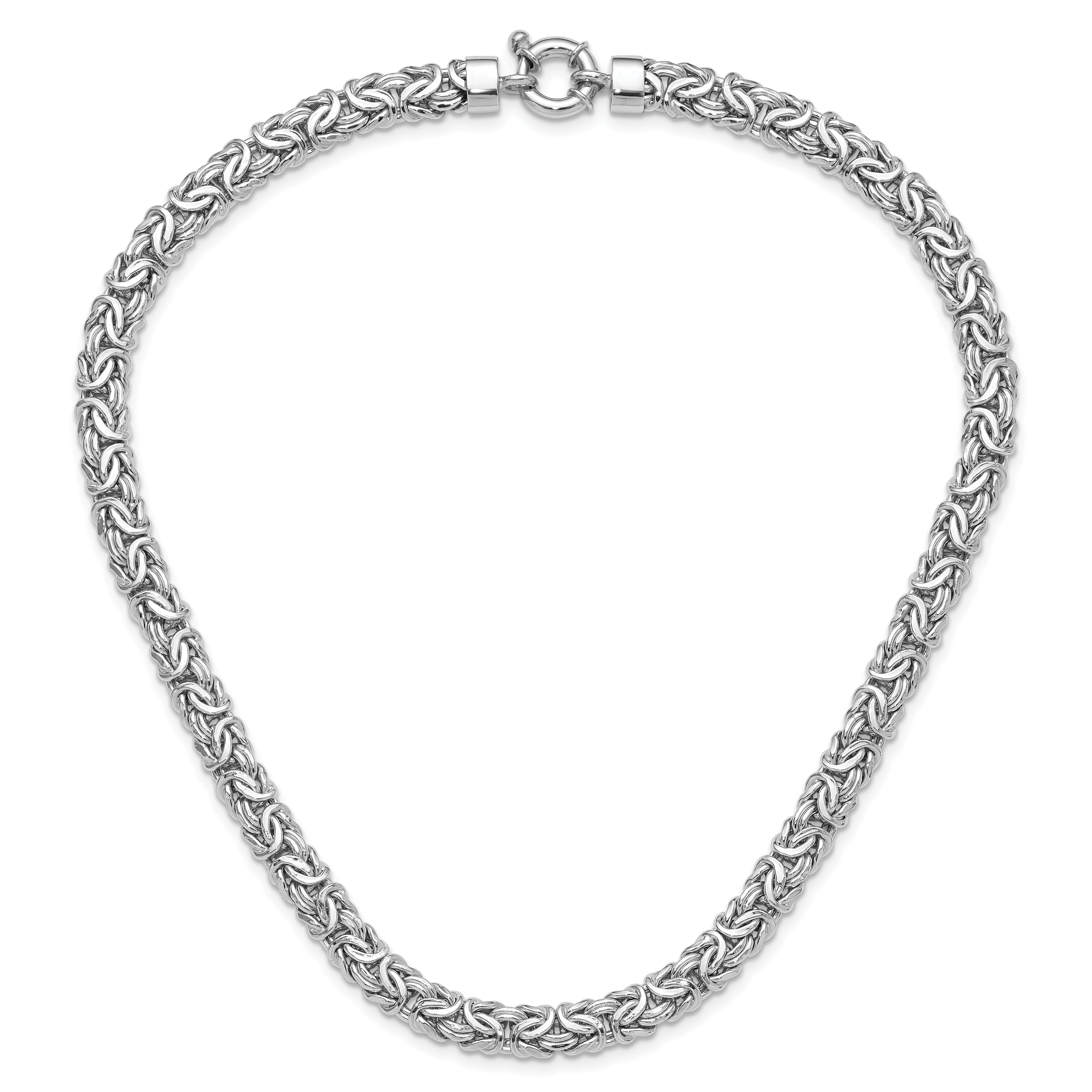 Sterling Silver Rhodium-plated 8.25mm Byzantine Link 17in Necklace