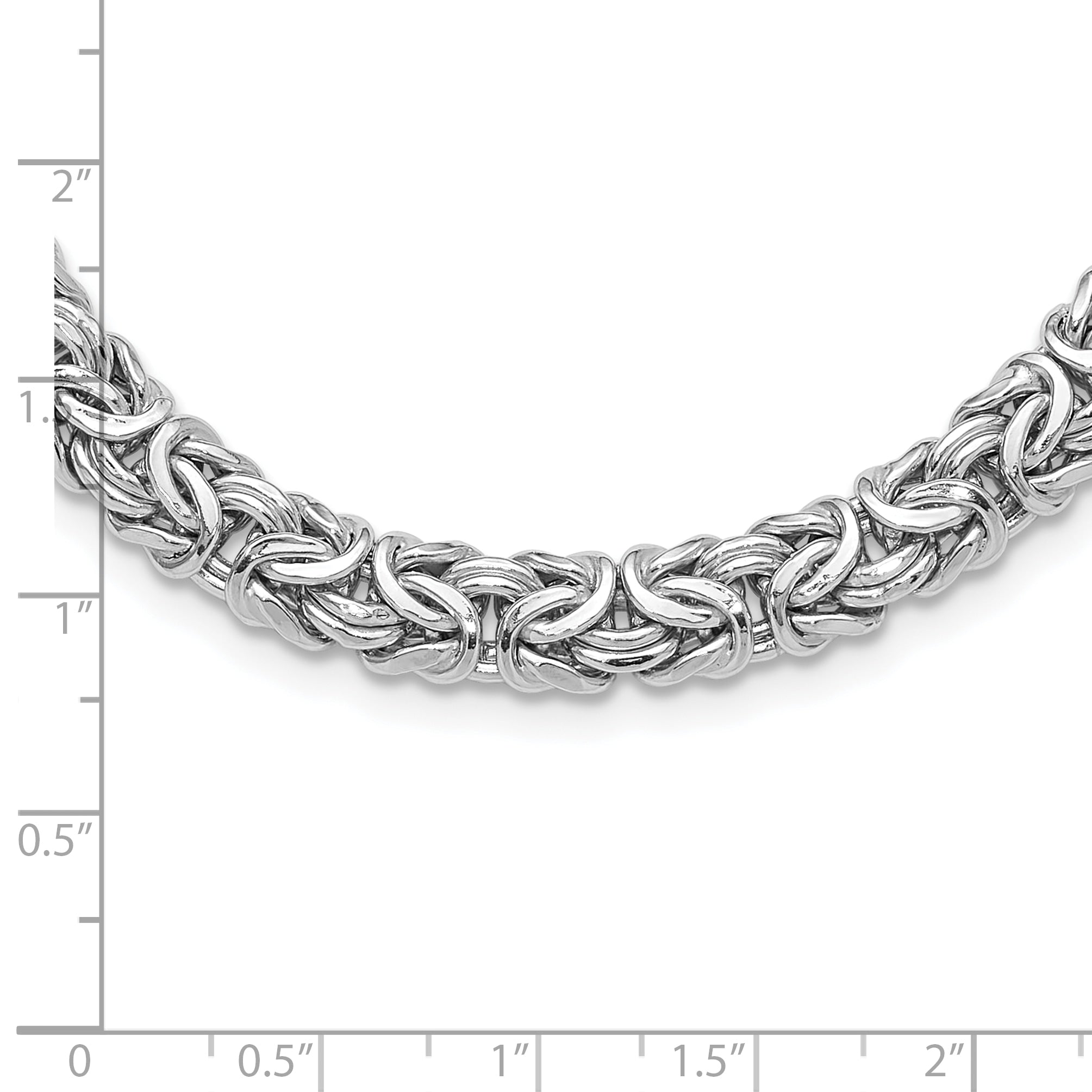 Sterling Silver Rhodium-plated 8.25mm Byzantine Link 17in Necklace