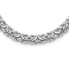 Sterling Silver Rhodium-plated 8.25mm Byzantine Link 17in Necklace