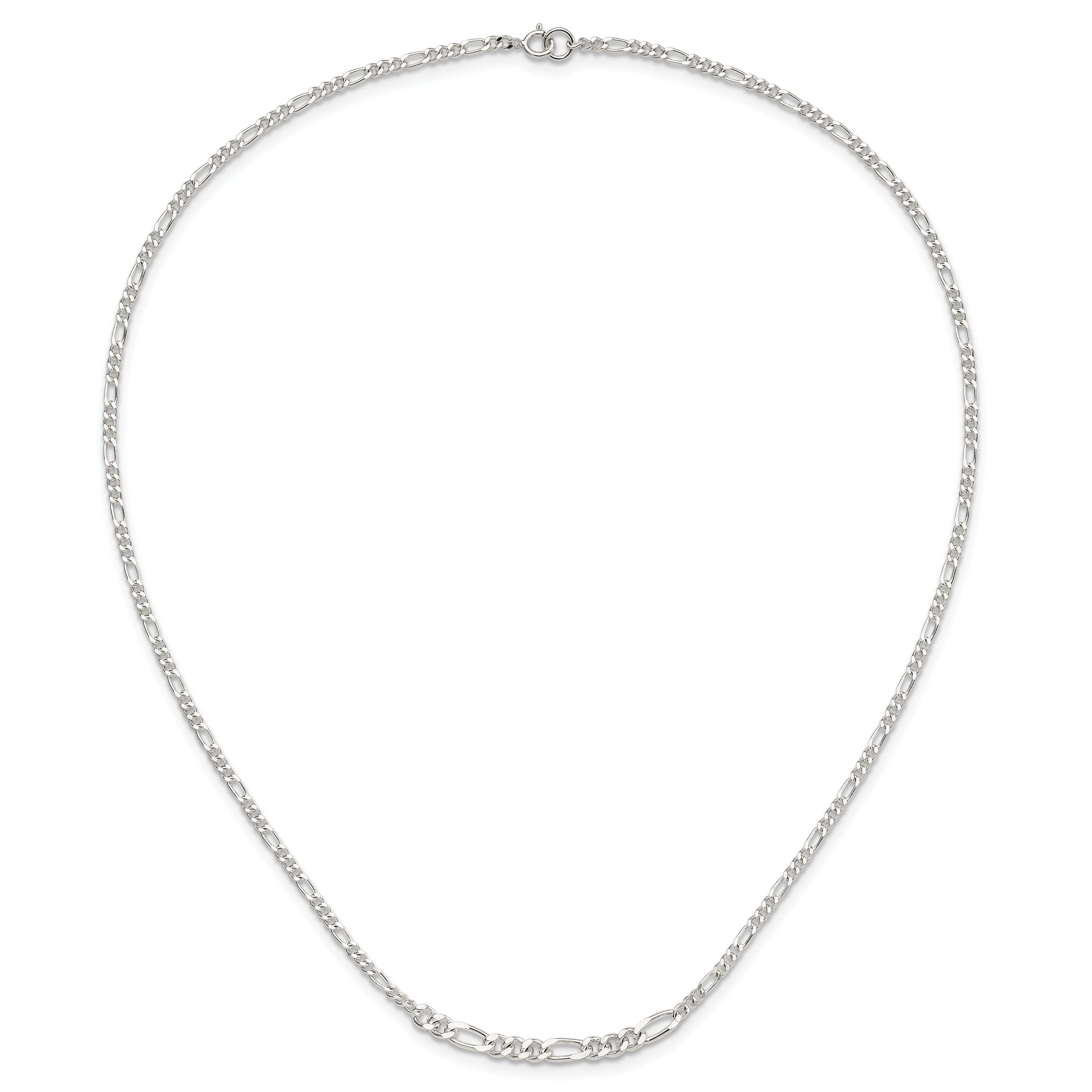 Sterling Silver E-coated Figaro Chain 18in Necklace