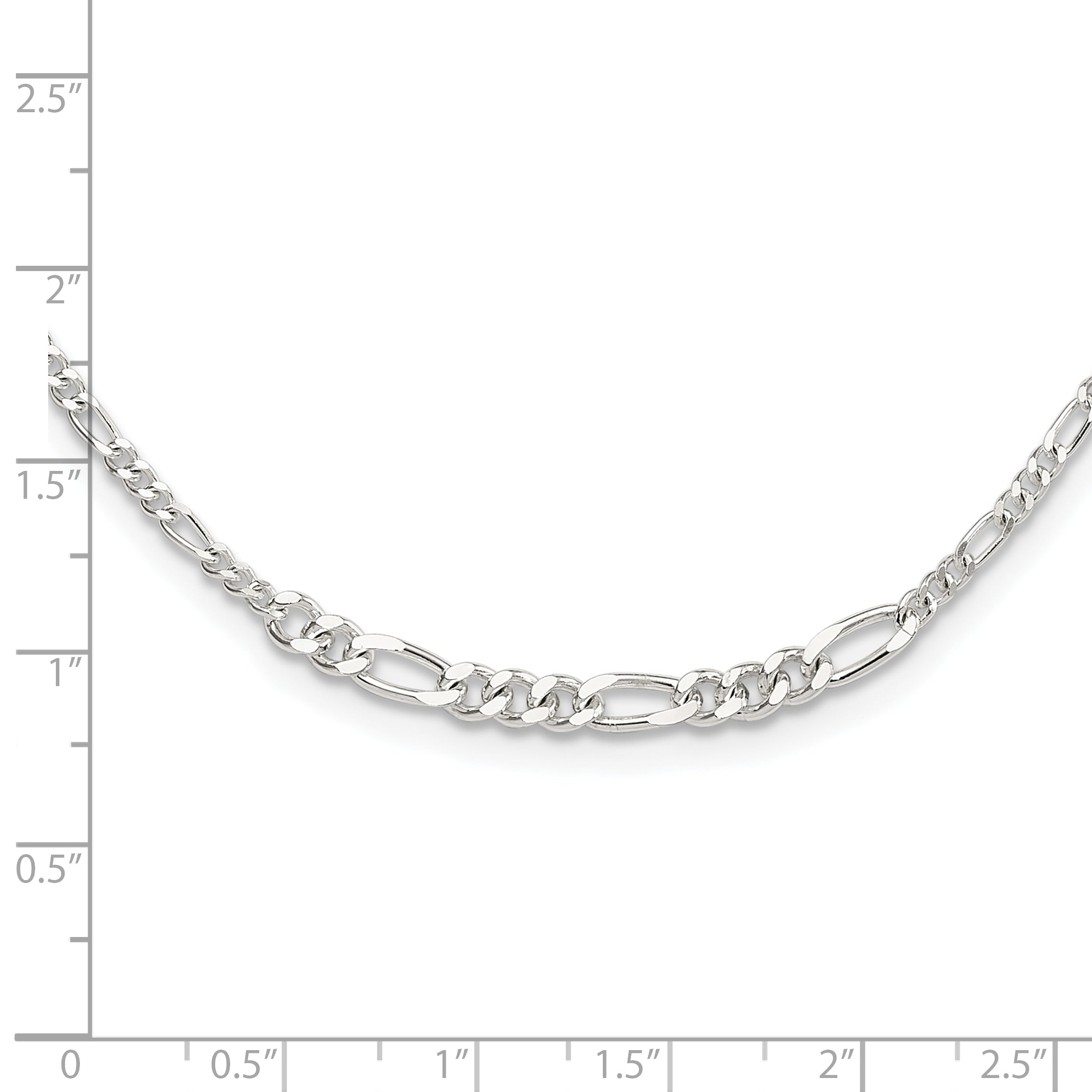 Sterling Silver E-coated Figaro Chain 18in Necklace